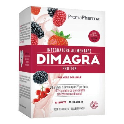 Dimagra Protein Integratore Di Proteine Massa Muscolare Gusto Red Fruit 10 Buste